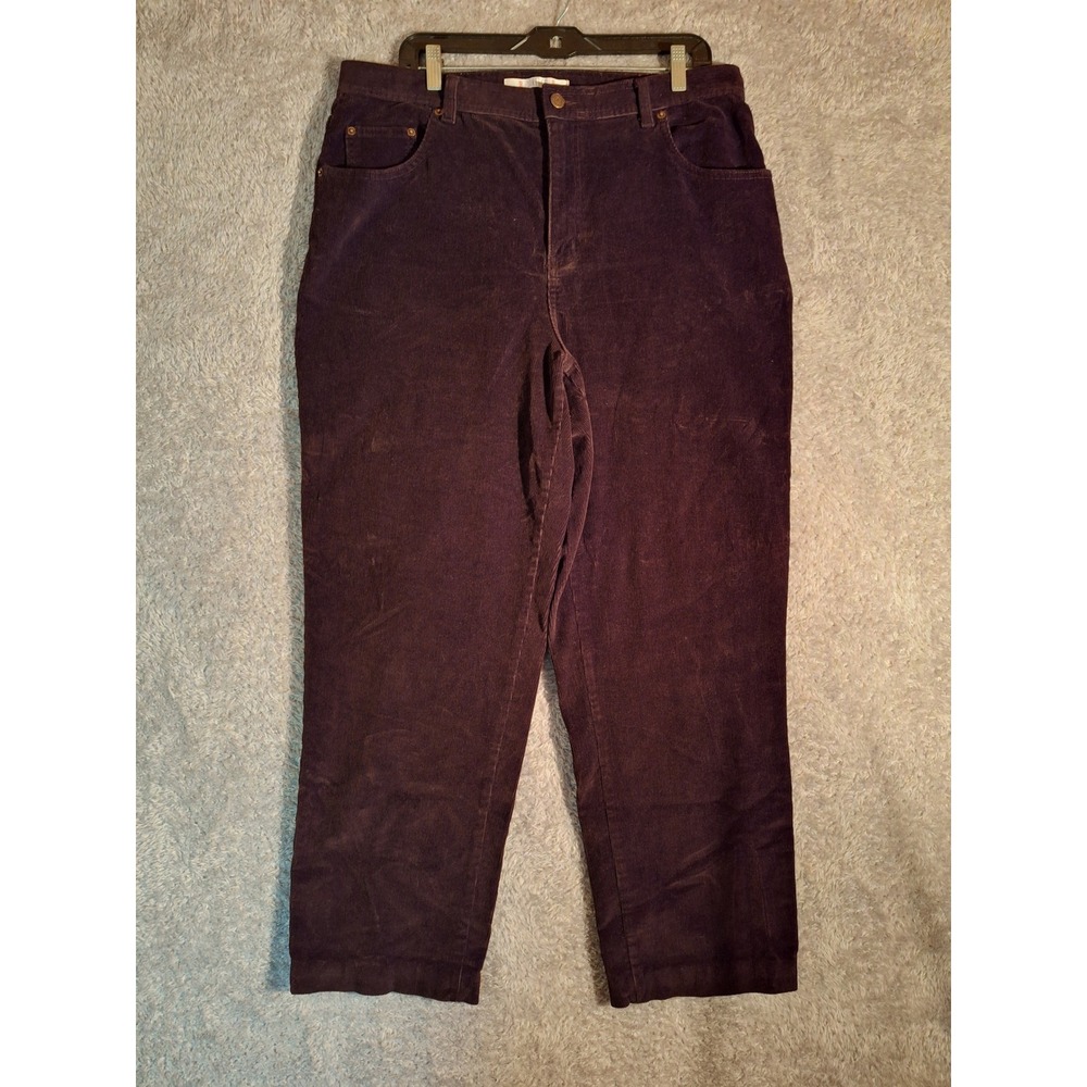 Vintage 90s Bill Blass Womens 16W Stretch Pants Brown Corduroy Straight Academic